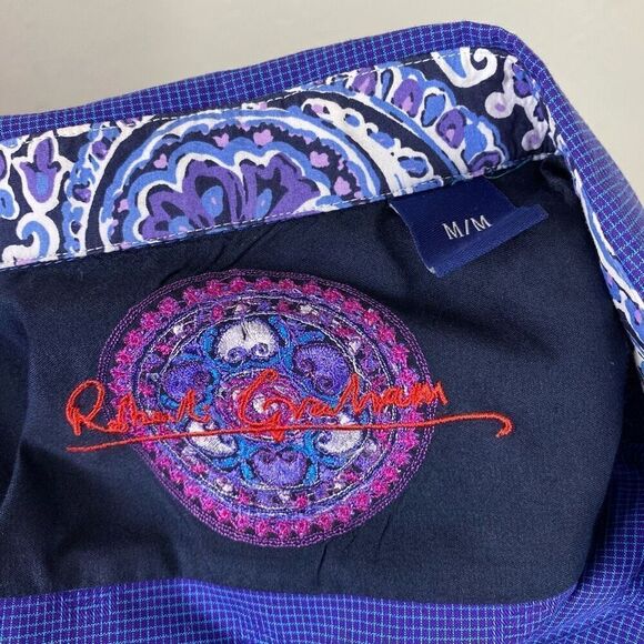 Robert Graham Blue Circle Pattern Long Sleeve Button Up Dress Shirt Size M - Picture 7 of 8